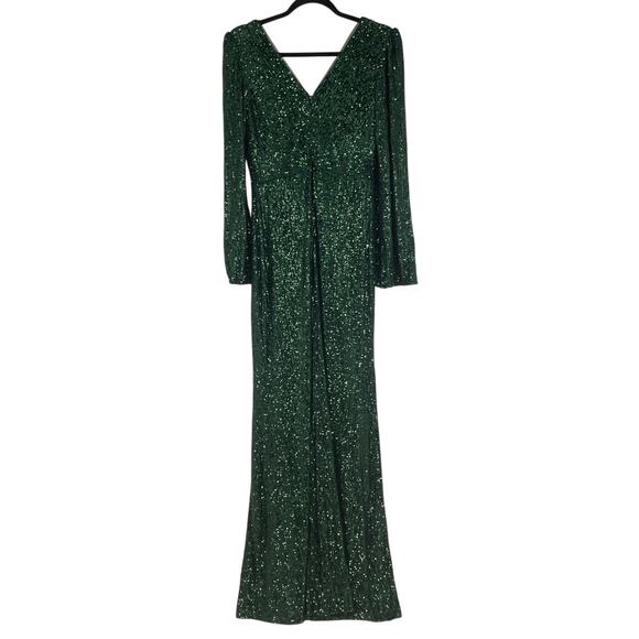 Xscape Evenings Women's 6 Hunter Farley Sequined Long Sleeve Maxi Dress L13-15 - Picture 4 of 8